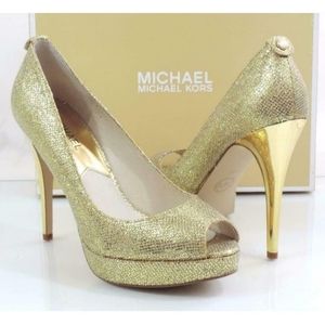 Micheal Kors Gold/ Silver high heels size 5